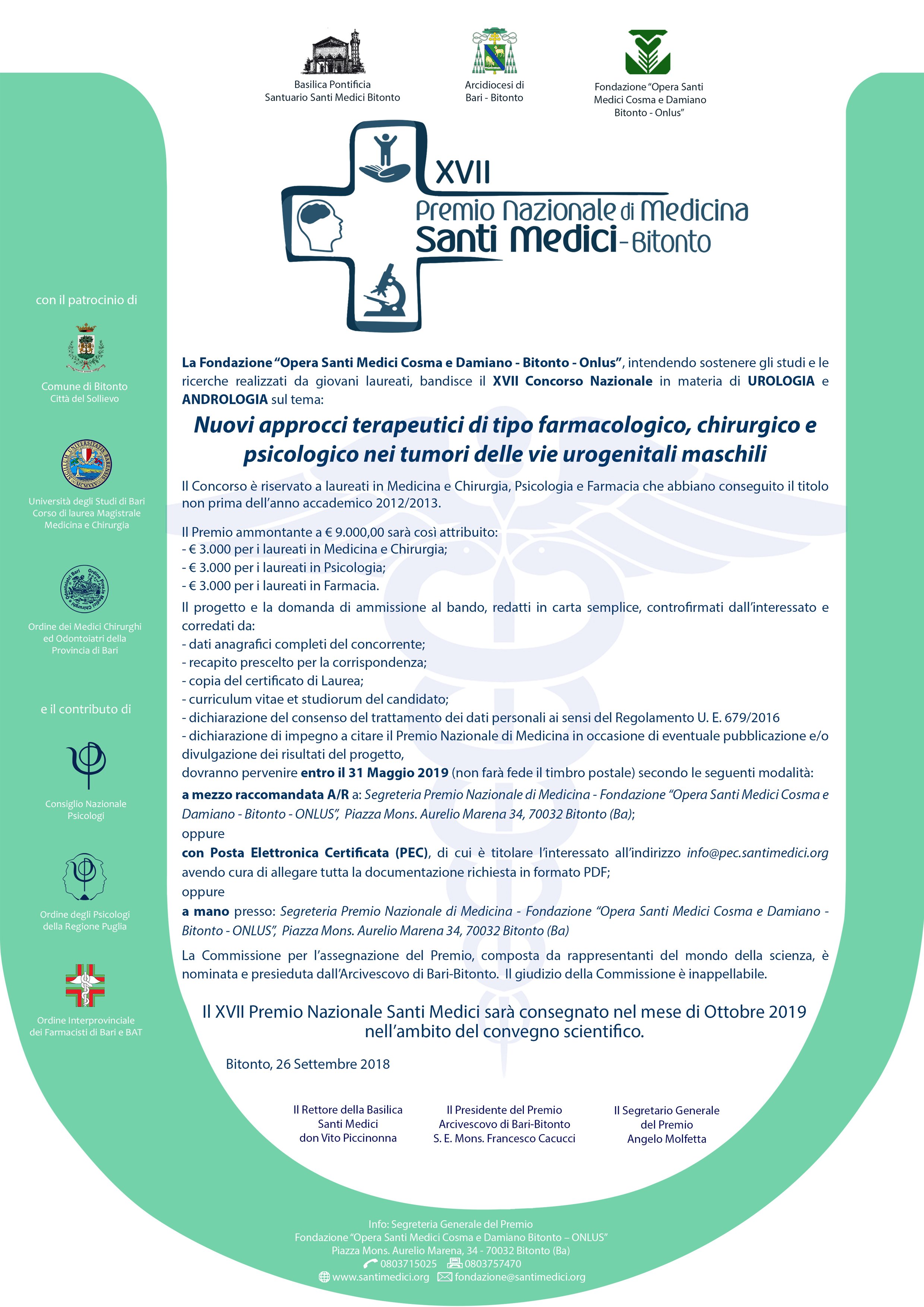 Bando di Concorso XVII Premio Nazionale di Medicina,...