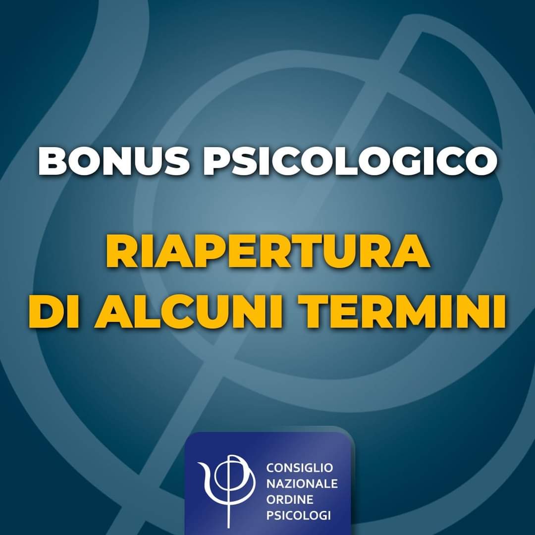 Ultime dal CNOP sul BONUS PSICOLOGICO: RIAPERTURA TERMINI DI CONFERME