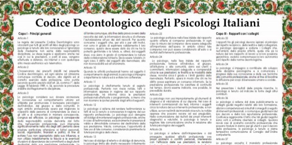 immagine articolo Venti anni di Codice Deontologico degli Psicologi