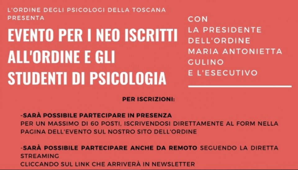 immagine articolo L'Ordine incontra i Neo-Iscritti e gli Studenti di PSICOLOGIA 