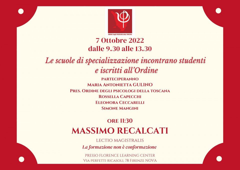 immagine articolo Evento OPT con le SCUOLE DI SPECIALIZZAZIONE IN PSICOTERAPIA
