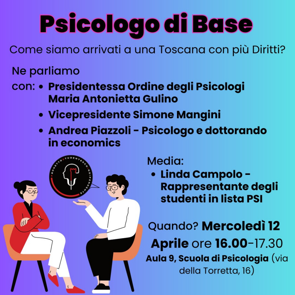 immagine articolo L'Ordine incontra gli studenti di psicologia alla Torretta- PSICOLOGO DI BASE Come siamo arrivati a una Toscana con piu' diritti?