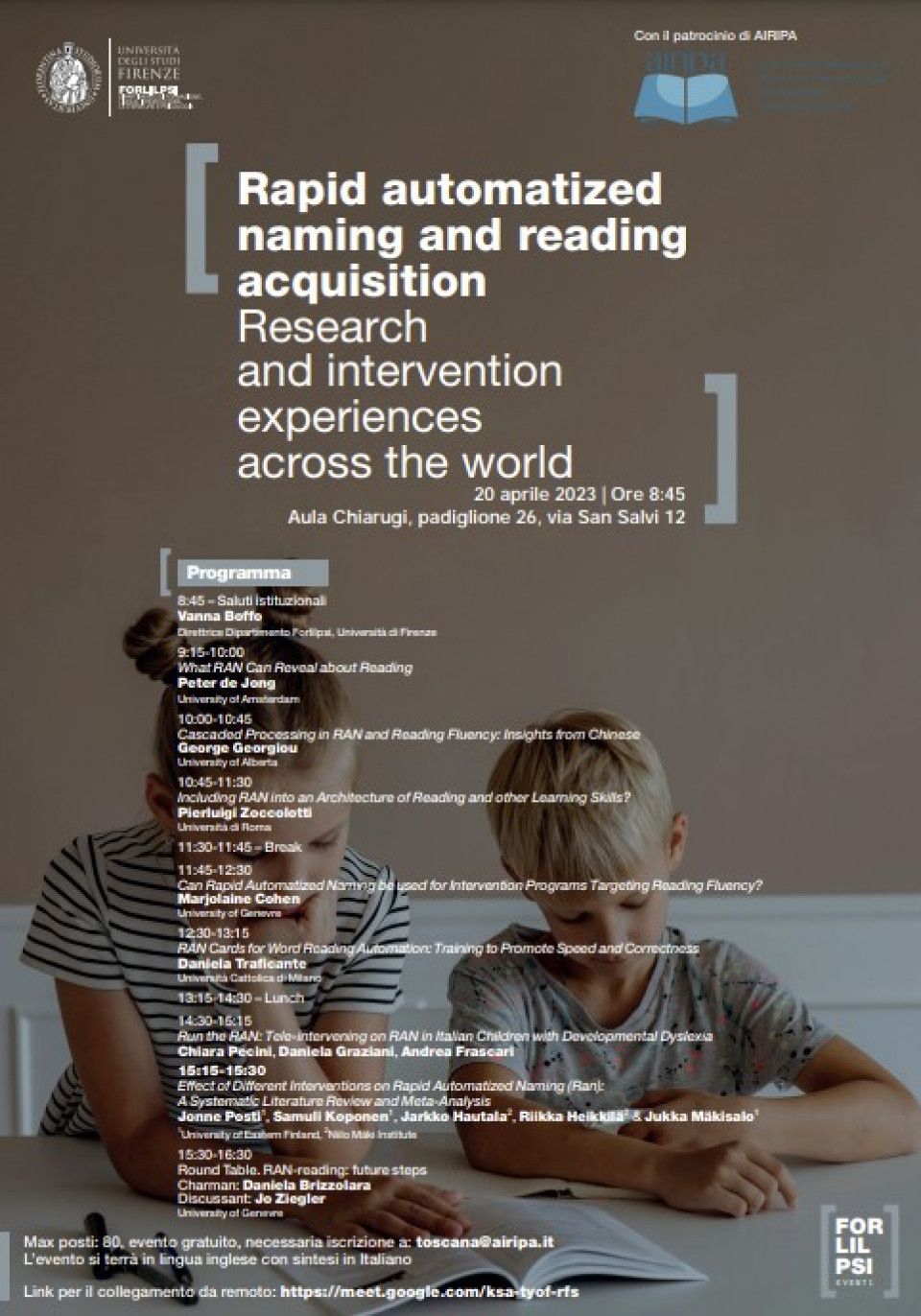 immagine articolo Evento FORLILPSI Lingua inglese: Rapid automatized naming and reading acquisition. Research and intervention experiences across the world.
