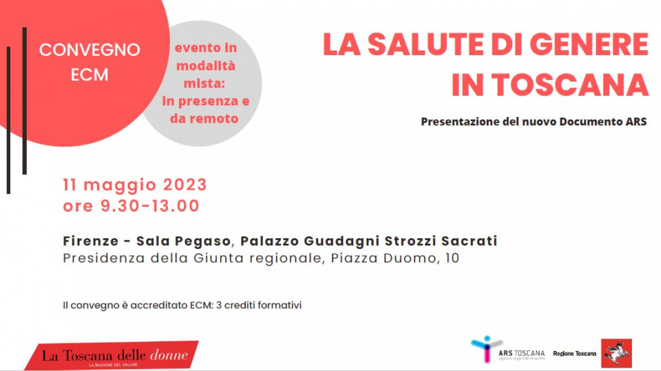 immagine articolo LA SALUTE DI GENERE IN TOSCANA - ARS Toscana nell'ambito dell'iniziativa LA TOSCANA DELLE DONNE con ECM