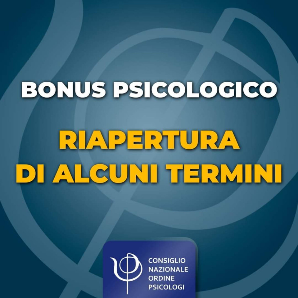 immagine articolo Ultime dal CNOP sul BONUS PSICOLOGICO: RIAPERTURA TERMINI DI CONFERME