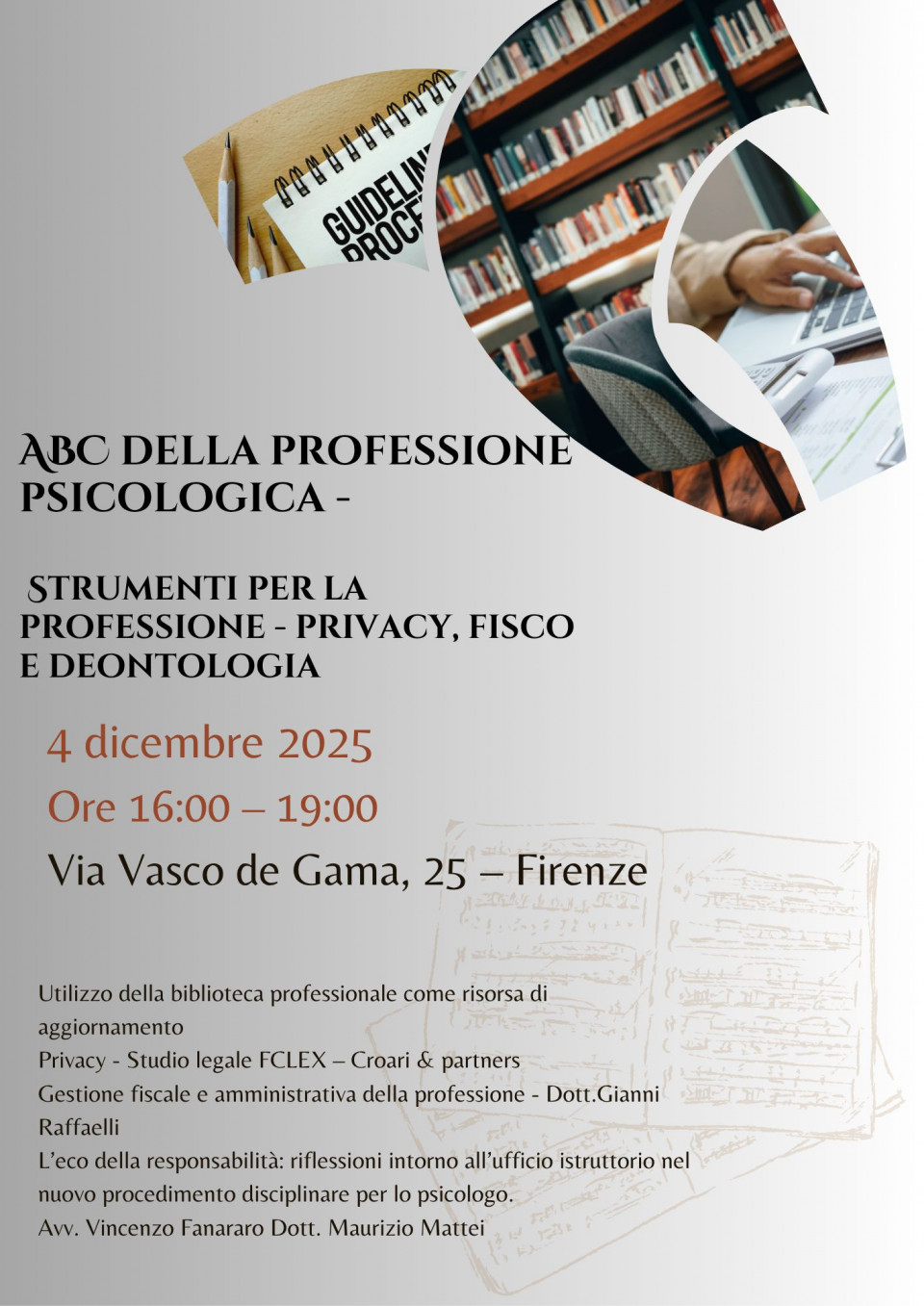 immagine articolo ABC della professione psicologica - Strumenti per la professione - privacy, fisco e deontologia.