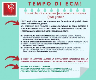 TEMPO DI ECM! Lo sai che c'e' una formazione a distanza (fad) gratis?