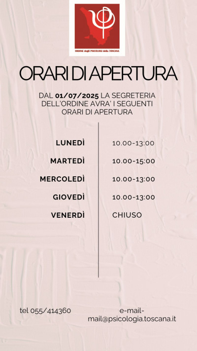 NUOVO ORARIO APERTURA SEGRETERIA OPT