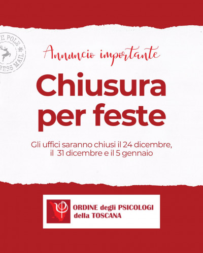 CHIUSURA FESTIVITA' NATALIZIE